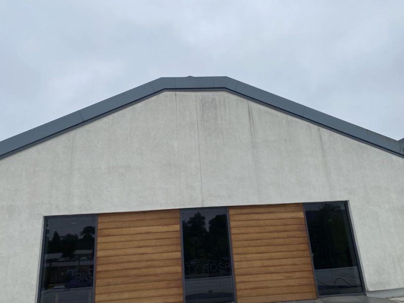 Before, run-off streaks from the gable coping joints