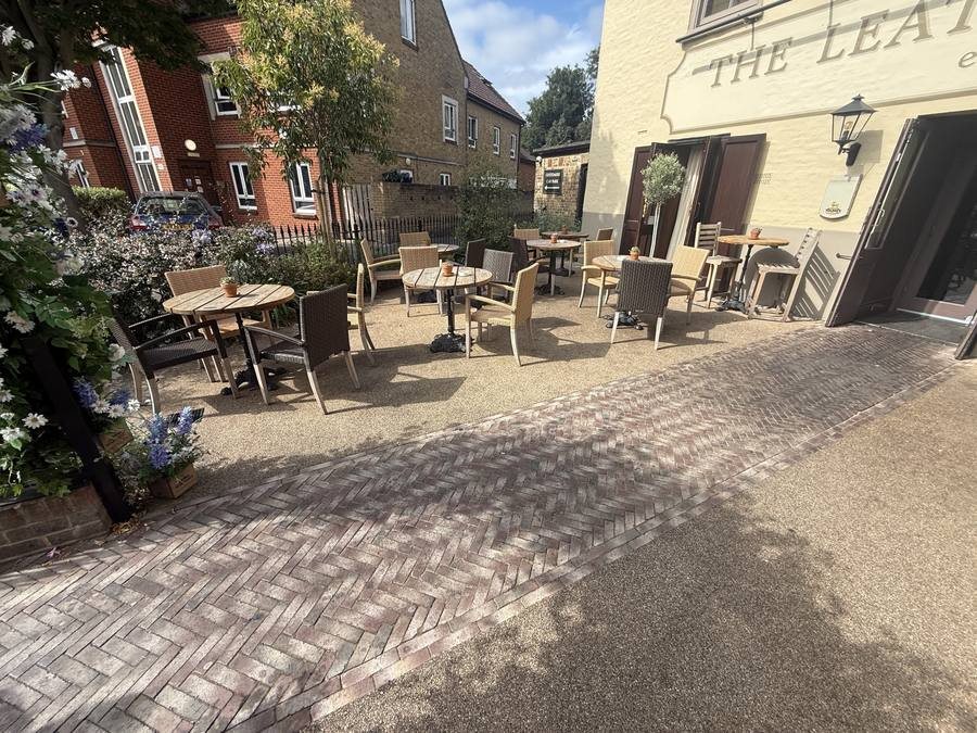 Front of Pub, Resin & Block Paving, before