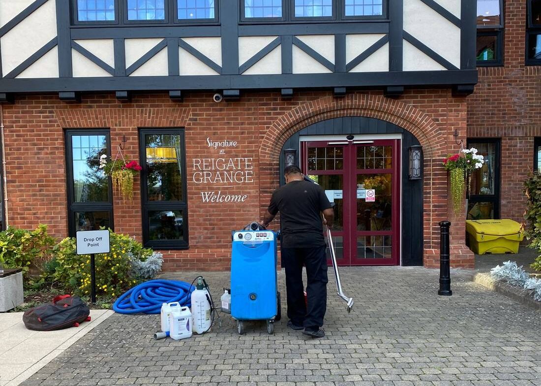 Portable extraction machine in use, the full clean was carried out without any fixed plant